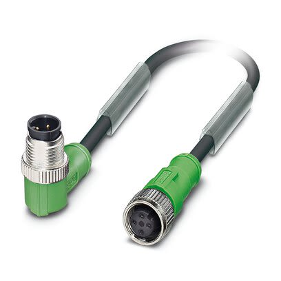 Phoenix Contact Right Angle Male 4 way M12 to Straight Female 4 way M12 Actuator/Sensor Cable, 1.5m [1415635]; 280-218