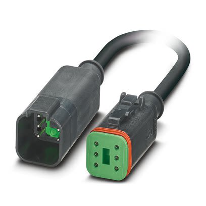 Phoenix Contact Straight Male 6 way Deutsch to Straight Female 6 way Deutsch Actuator/Sensor Cable, 3m [1415038]; 280-374