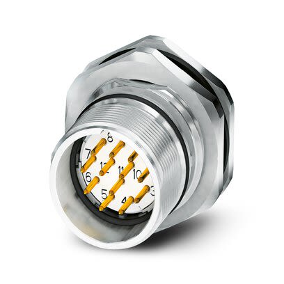 Phoenix Contact, 16197 IP67 Metal Rear Mount 16 positions Power Connector Plug, Rated At 8A, 48 V [1619785]; 280-511