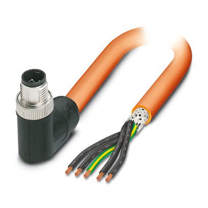 Phoenix Contact 14148 Shielded 2.5 mm² 5 Core Power Cable, Orange Polyurethane PUR, 3m [1414838]; 280-636