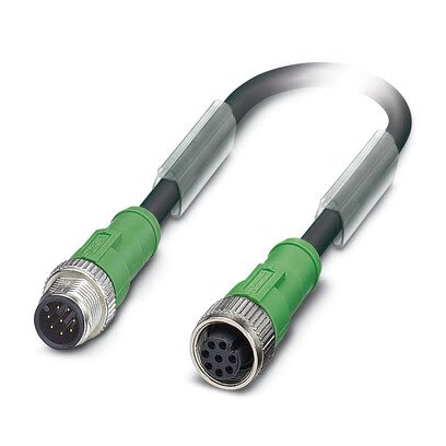 Phoenix Contact Straight Male 8 way M12 to Straight Female 8 way M12 Sensor Actuator Cable, 3m [1415740]; 280-656