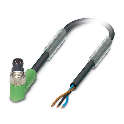 Phoenix Contact Right Angle Male 3 way M8 to Straight 3 way Free Ends Sensor Actuator Cable, 1.5m [1415865]; 280-659