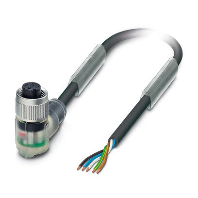 Phoenix Contact Straight 5 way Free Ends to Right Angle Female 5 way M12 Actuator/Sensor Cable, 10m [1415694]; 280-998