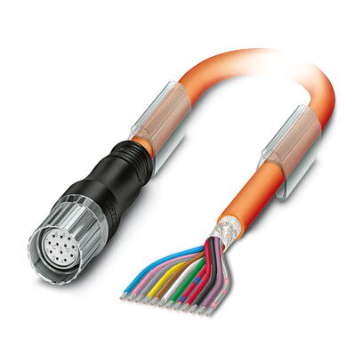 Phoenix Contact Straight Female 12 way AC Plug to Straight 12 way Free Ends Sensor Actuator Cable, 5m [1619248]; 281-109