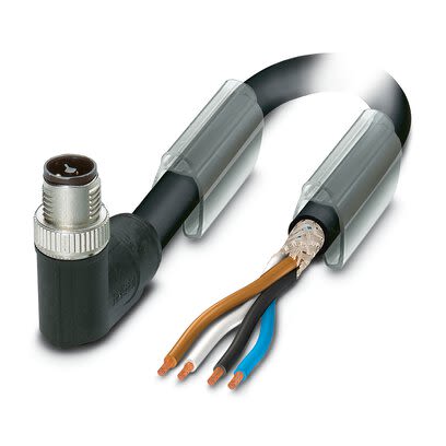 Phoenix Contact 14241 Shielded 1.5 mm² 4 Core Power Cable, Black Polyurethane PUR, 1.5m [1424124]; 281-226