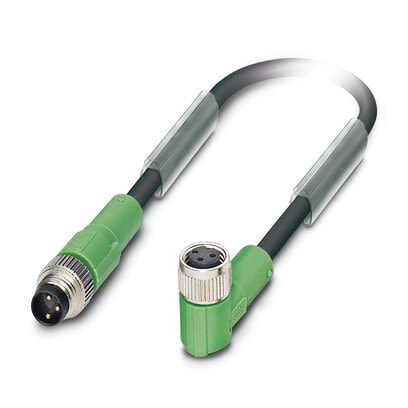 Phoenix Contact Straight Male 3 way M8 to Right Angle Female 3 way M8 Sensor Actuator Cable, 3m [1415890]; 281-238