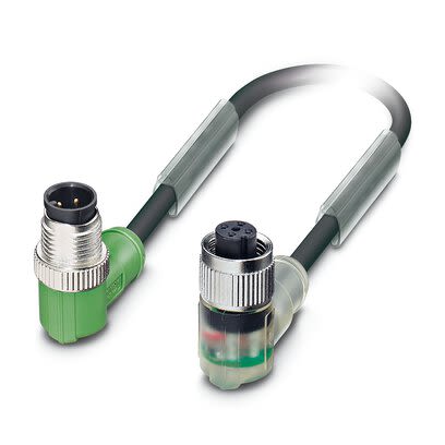 Phoenix Contact Right Angle Male 4 way M12 to Right Angle Female 4 way M12 Sensor Actuator Cable, 300mm [1415646]; 281-285