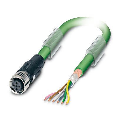Phoenix Contact SAC Bus Cable, 2 Cores, 0.22 mm², Bus, 5m, Green Polyurethane PUR Sheath, 24 AWG [1517929]; 281-317