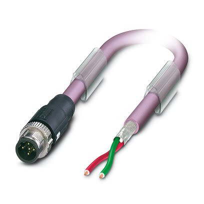 Phoenix Contact SAC Bus Cable, 2 Cores, 0.25 mm², Bus, 2m, Red lilac Polyurethane PUR Sheath, 24 AWG [1518025]; 281-318