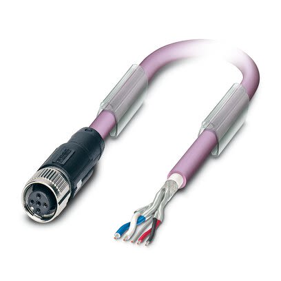 Phoenix Contact SAC Bus Cable, 2 Cores, 0.25 mm², Bus, 5m, Red lilac Polyurethane PUR Sheath, 24 AWG [1518229]; 281-324
