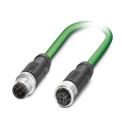 Phoenix ContactNBC, 1m Cat5, Green M12 to Male M12 Female, Shielded Shielded, Terminated Polyurethane Sheath [1038761]; 281-545