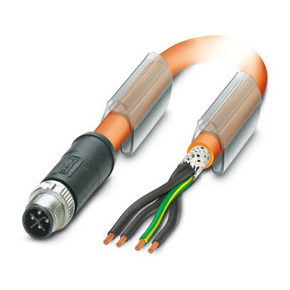 Phoenix Contact 14241 Shielded 1.5 mm² 4 Core Power Cable, Orange Polyurethane PUR, 1.5m [1424104]; 281-560