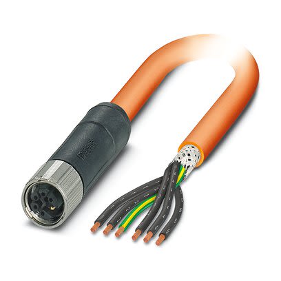 Phoenix Contact 14149 Shielded 1.5 mm² 6 Core Power Cable, Orange Polyurethane PUR, 5m [1414919]; 281-591