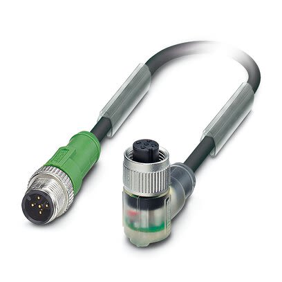 Phoenix Contact Straight Male 5 way M12 to Right Angle Female 5 way M12 Sensor Actuator Cable, 1.5m [1415705]; 281-602