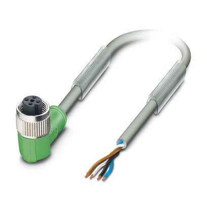 Phoenix Contact Straight 4 way Free Ends to Right Angle Female 4 way M12 Sensor Actuator Cable, 5m [1456970]; 281-712