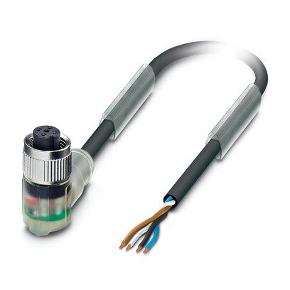 Phoenix Contact Straight 4 way Free Ends to Right Angle Female 4 way M12 Sensor Actuator Cable, 10m [1401063]; 281-793
