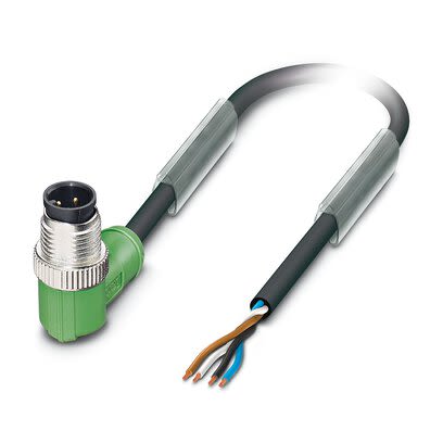 Phoenix Contact Right Angle Male 4 way M12 to Straight 4 way Free Ends Sensor Actuator Cable, 10m [1415594]; 281-905