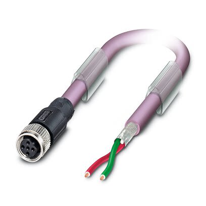 Phoenix Contact SAC Bus Cable, 2 Cores, 0.25 mm², Bus, 5m, Red lilac Polyurethane PUR Sheath, 24 AWG [1507308]; 281-933