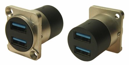 RS PRO Straight, Panel Mount, Socket- Dual Port Type A 3 USB Connector [0]; 282-841