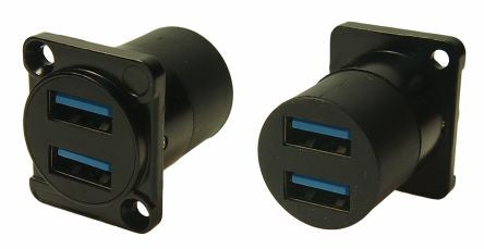 RS PRO Straight, Panel Mount, Socket- Dual Port Type A 3 USB Connector [0]; 282-843