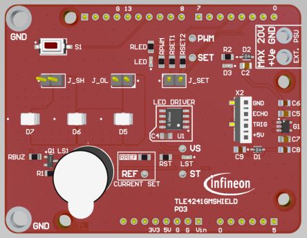 Infineon TLE4241SYS SHIELD Evaluation Board for TLE4241GM for Arduino UNO [TLE4241SYSSHIELDTOBO1]; 284-842