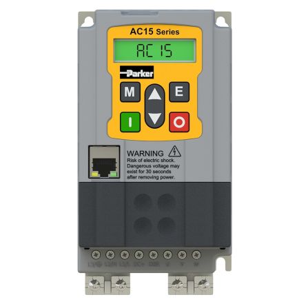 Parker Variable Speed Drive, 0.37 kW, 3 Phase, 380 → 480 V ac, 1.2 A, AC15 Series [15G-41-0012-BF]; 285-795