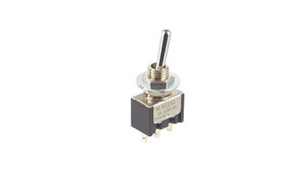 NKK Switches Toggle Switch, Panel Mount, On-(On), SPST, Solder Terminal, 28V [M-N12S1S]; 286-600