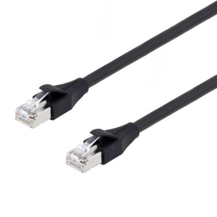 L-ComTRD, 1m Cat5e, Black RJ45 to Male RJ45 Male, Tinned Copper Braid Shielded, Terminated PVC Sheath [TRD855HFB-1M]; 287-087