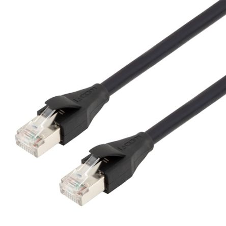 L-ComTRD, 5m Cat7, Black RJ45 to Male RJ45 Male, Aluminium/Polyester Foil Shielded, Terminated LSZH Sheath [TRD795ZBLK-5M]; 287-155
