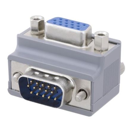 L-Com DG9 15 Way Right Angle Screw D-sub Connector Plug, with Jack Screw [DG90H15MF1]; 287-227