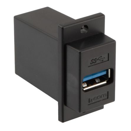 L-Com Straight, Panel Mount, Socket- Single Port Type Type A, Type B 3 USB Connector [ECF504-3AA-BLK]; 287-247