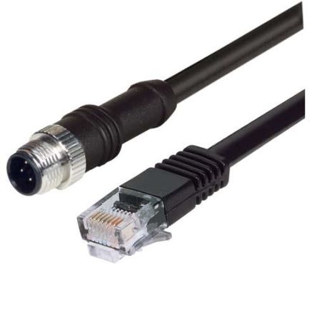 L-Com Straight Male 4 way M12 to Straight Male RJ45 Cable, 1m [M12RJ454D-1]; 287-343