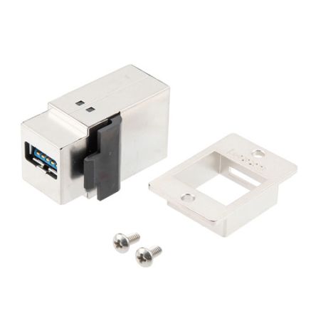 L-Com Straight, Panel Mount, Socket- Single Port Type Type A, Type B 3 USB Connector [ECFU3KEY-AA-S]; 287-368