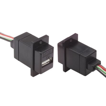 L-Com Straight, Panel Mount, Plug- Single Port Type Type A USB Connector [ECJ504B-UA]; 287-374