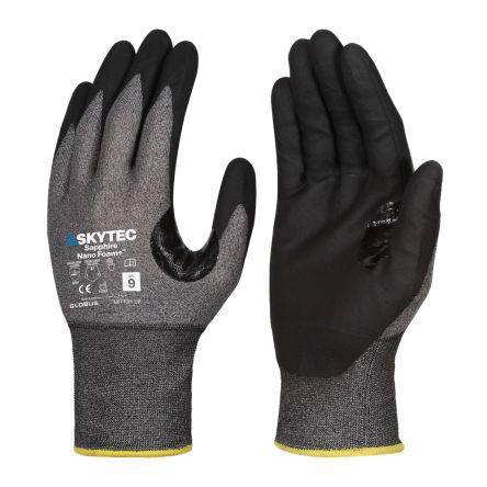 Skytec Sapphire Nano Foam +™ Black HPPE, Nylon, Tungsten Cut Resistant Cut Resistant Gloves, Size 6, XS, Nitrile Foam [SKG00079FB]; 289-025