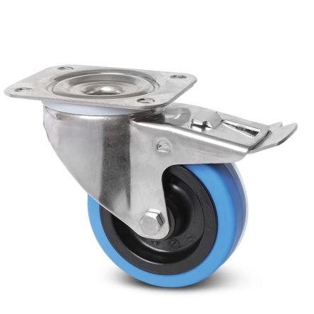 Tente Braked Swivel Castor Wheel, 200kg Capacity, 125mm Wheel [8377 UFD 125/40 P62 BLEU]; 292-229