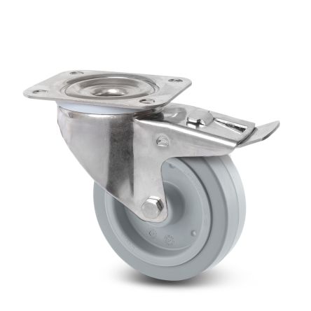 Tente Braked Swivel Castor Wheel, 300kg Capacity, 160mm Wheel [8377 UFD 160/46 P63 GRIS]; 292-231