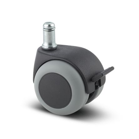 Tente Braked Swivel Castor Wheel, 40kg Capacity, 50mm Wheel [AA25 PJI 050 B10-11X20 NOIR]; 292-255