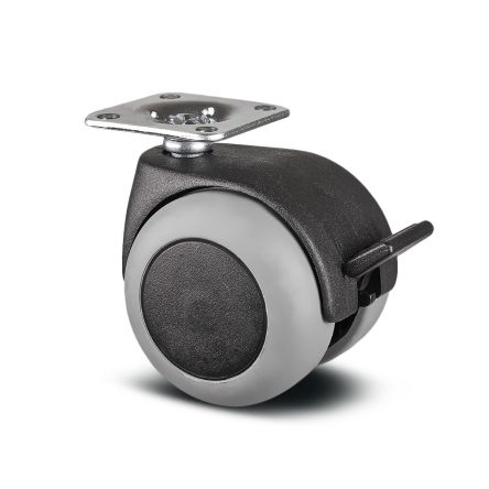 Tente Braked Swivel Castor Wheel, 40kg Capacity, 50mm Wheel [AA25 PJI 050 P41-38X38 NOIR]; 292-273