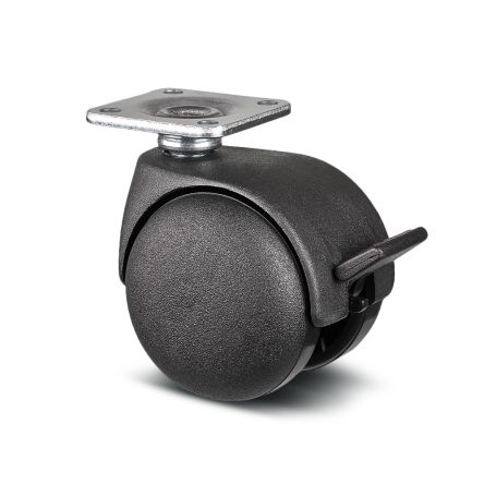 Tente Braked Swivel Castor Wheel, 10kg Capacity, 50mm Wheel [AA25 POI 050 P41-38X38 NOIR]; 292-275