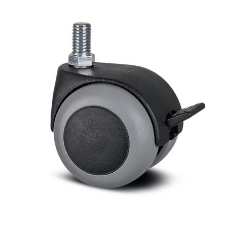 Tente Braked Swivel Castor Wheel, 40kg Capacity, 50mm Wheel [AA25 PJI 050 S70-10X15 NOIR]; 292-279
