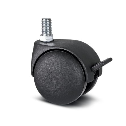 Tente Braked Swivel Castor Wheel, 10kg Capacity, 50mm Wheel [AA25 POI 050 S70-10X15 NOIR]; 292-281