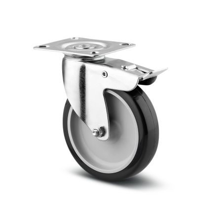 Tente Braked Swivel Castor Wheel, 70kg Capacity, 100mm Wheel [1477 PAO 100 P50]; 292-283