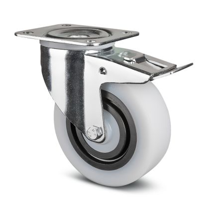 Tente Braked Swivel Castor Wheel, 200kg Capacity, 125mm Wheel [3477 HUR 125/36 P62 NOIR]; 292-384