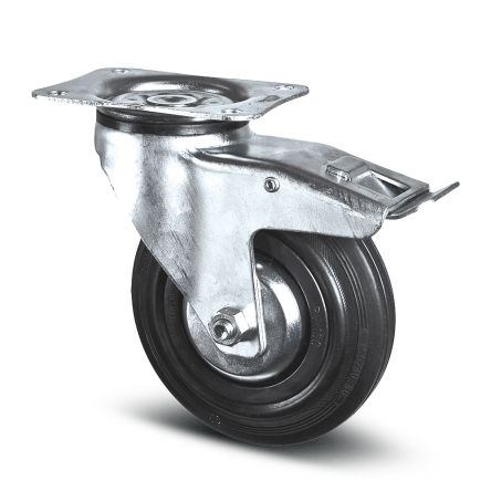 Tente Braked Swivel Castor Wheel, 100kg Capacity, 125mm Wheel [3377 PVH 125/37 P62]; 292-418