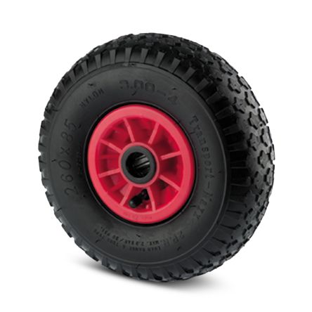 Tente Black, Red Polypropylene Roller Bearing, Wheel Centre Made of Polypropylene Trolley Wheel, 75kg [PQR 260-D20 LM74 4PR ROUGE]; 292-429