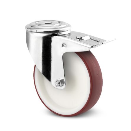 Tente Braked Swivel Castor Wheel, 100kg Capacity, 80mm Wheel [8377 UAD 080/32 P30-13 ROUGE]; 292-461