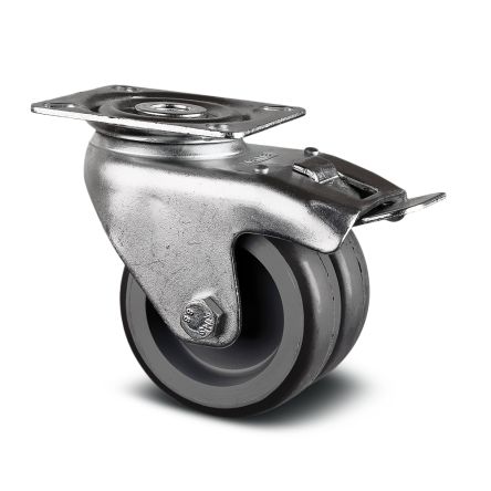 Tente Braked Swivel Castor Wheel, 80kg Capacity, 75mm Wheel [1977 PIO 075/25 P50]; 292-514