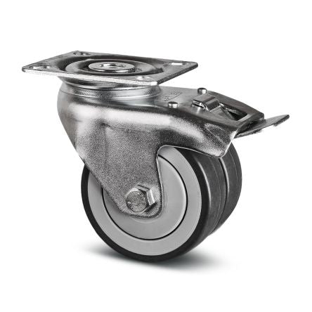 Tente Braked Swivel Castor Wheel, 85kg Capacity, 75mm Wheel [1977 PJP 075/25 P50]; 292-522