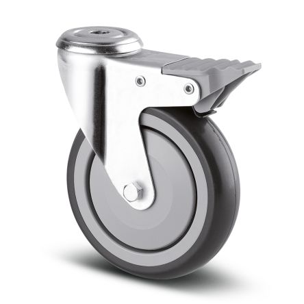 Tente Braked Swivel Castor Wheel, 80kg Capacity, 100mm Wheel [1677 PJP 100/32 P30-13]; 292-542